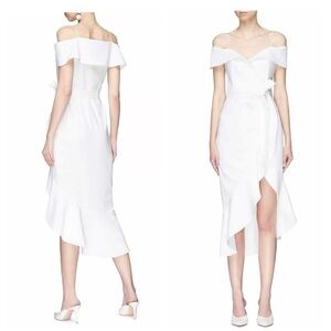 Alice+Olivia Elegant White Off-Shoulder Dress
